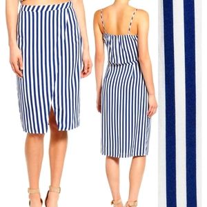 LEITH Stripe Asymmetrical Pencil Skirt